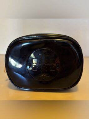 Tory Burch Black Patent Logo Pouch